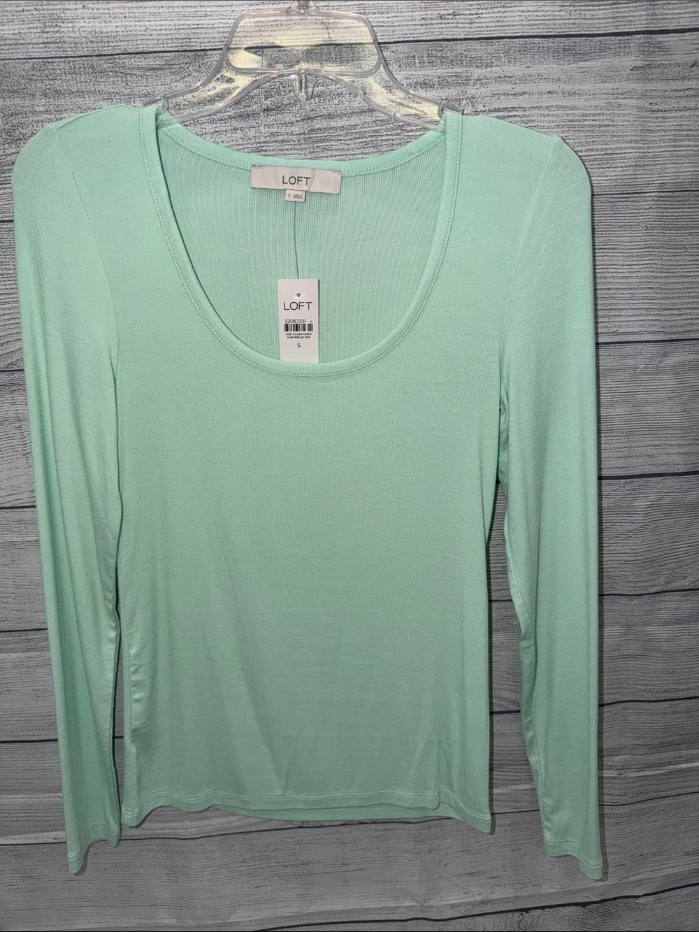 LOFT Mint Green Scoop Neck Long Sleeve Tee